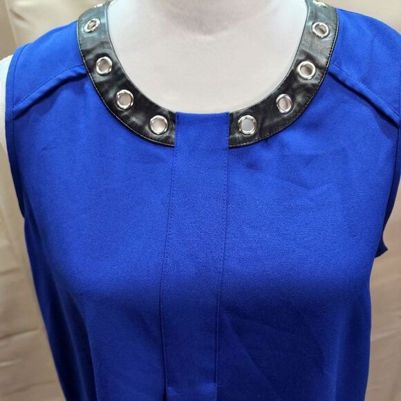 Alfani Royal Blue Grommet Trimmed Sleeveless Blouse Size 8 - Picture 4 of 9
